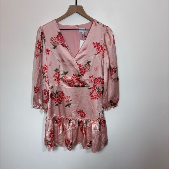 Sugarlips Bonitas Mariko Surplice Mini Dress NEW Size Medium BLUSH-CORAL - Picture 6 of 16